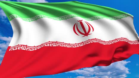 bandera de irán contra un cielo nublado (canal alfa, en bucle)