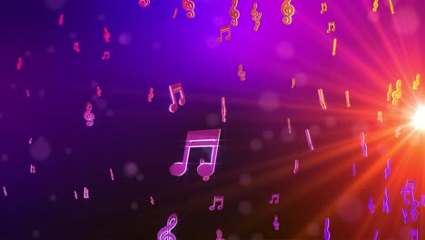 4k 3d loop animation new motion background. golden musical totes with rays for music videos.