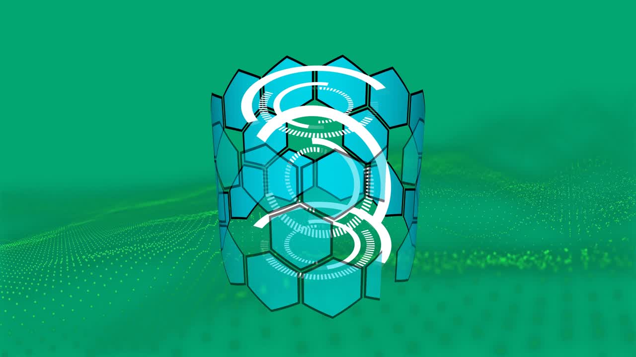 animación de formas y puntos sobre fondo verde