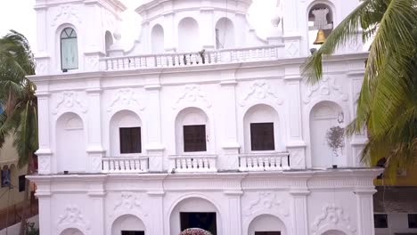drone shot over the st. alex church, north goa, india