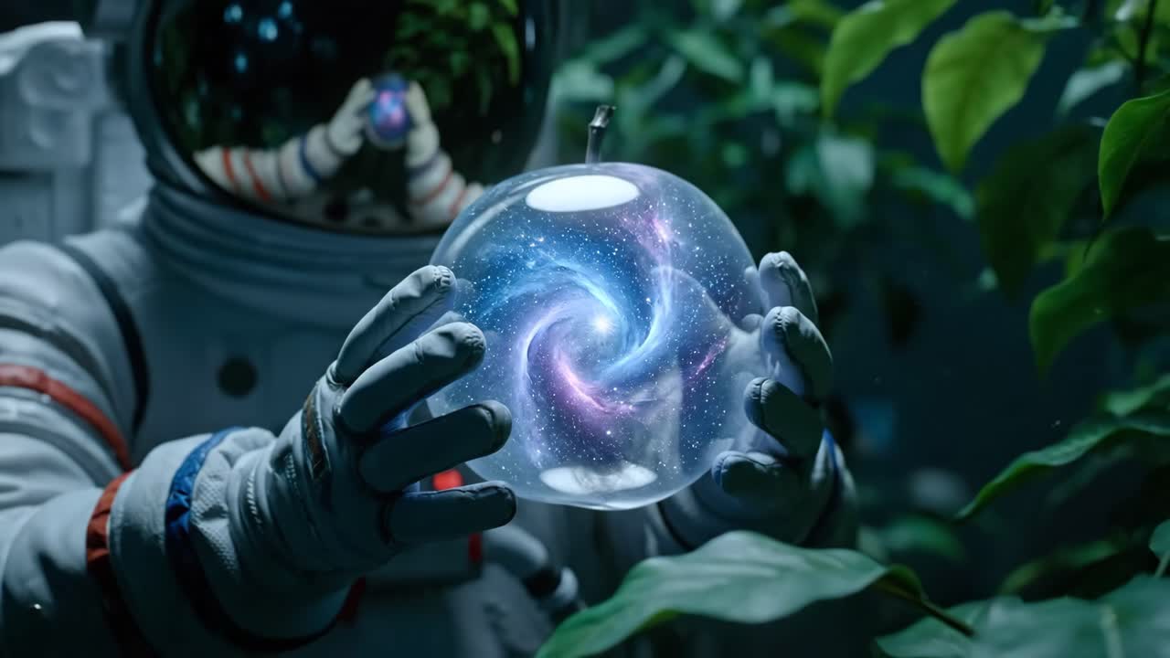 Astronaut Holding Galaxy in Orb