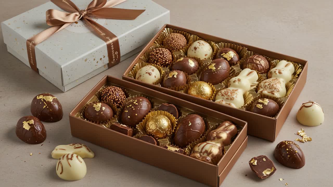 An Elegant Selection of Exquisite Chocolate Assortments Showcasing Delicate Details and Rich Flavors, Perfect for Any Chocolate Lover's Delightful Indulgence