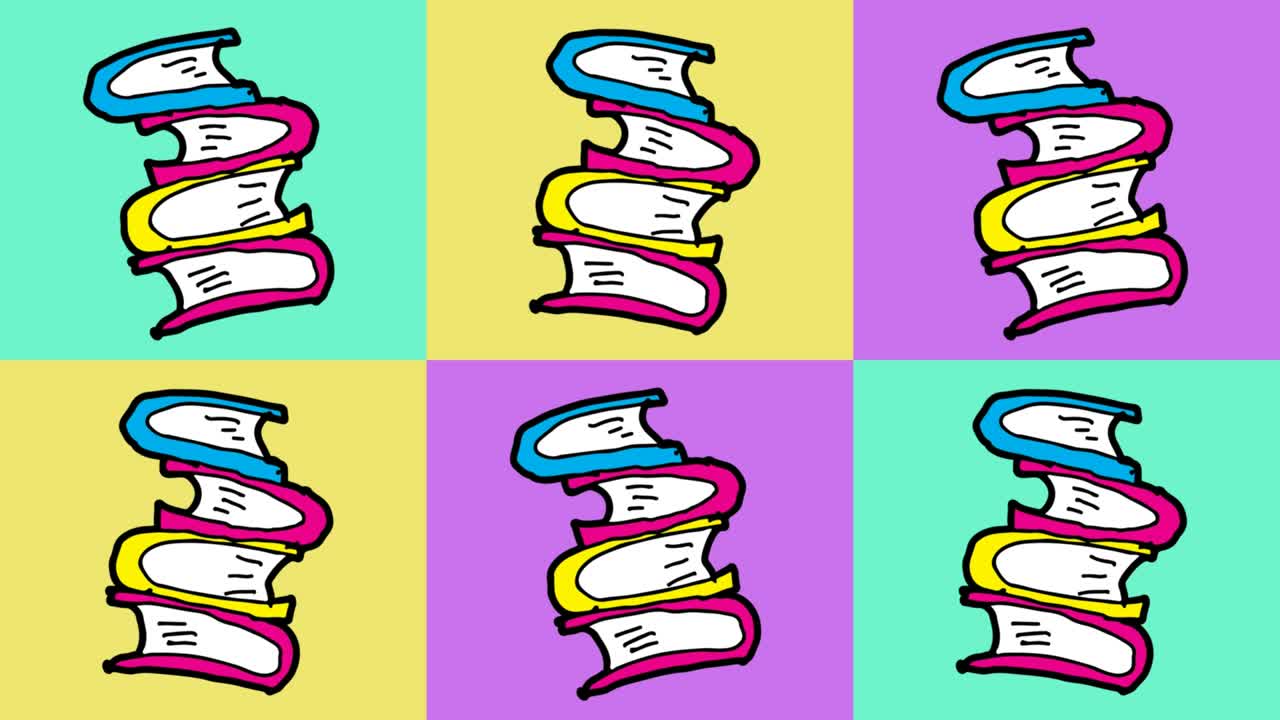 bambini che disegnano pop art sullo sfondo senza cuciture con il tema del libro