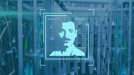 animación del procesamiento de datos a través de servidores informáticos