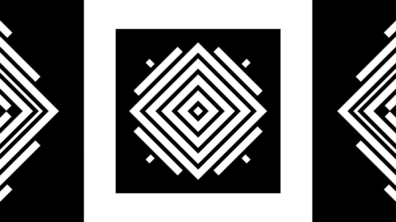 Dynamic Black and White Geometric Pattern with Moving Lines and Shapes