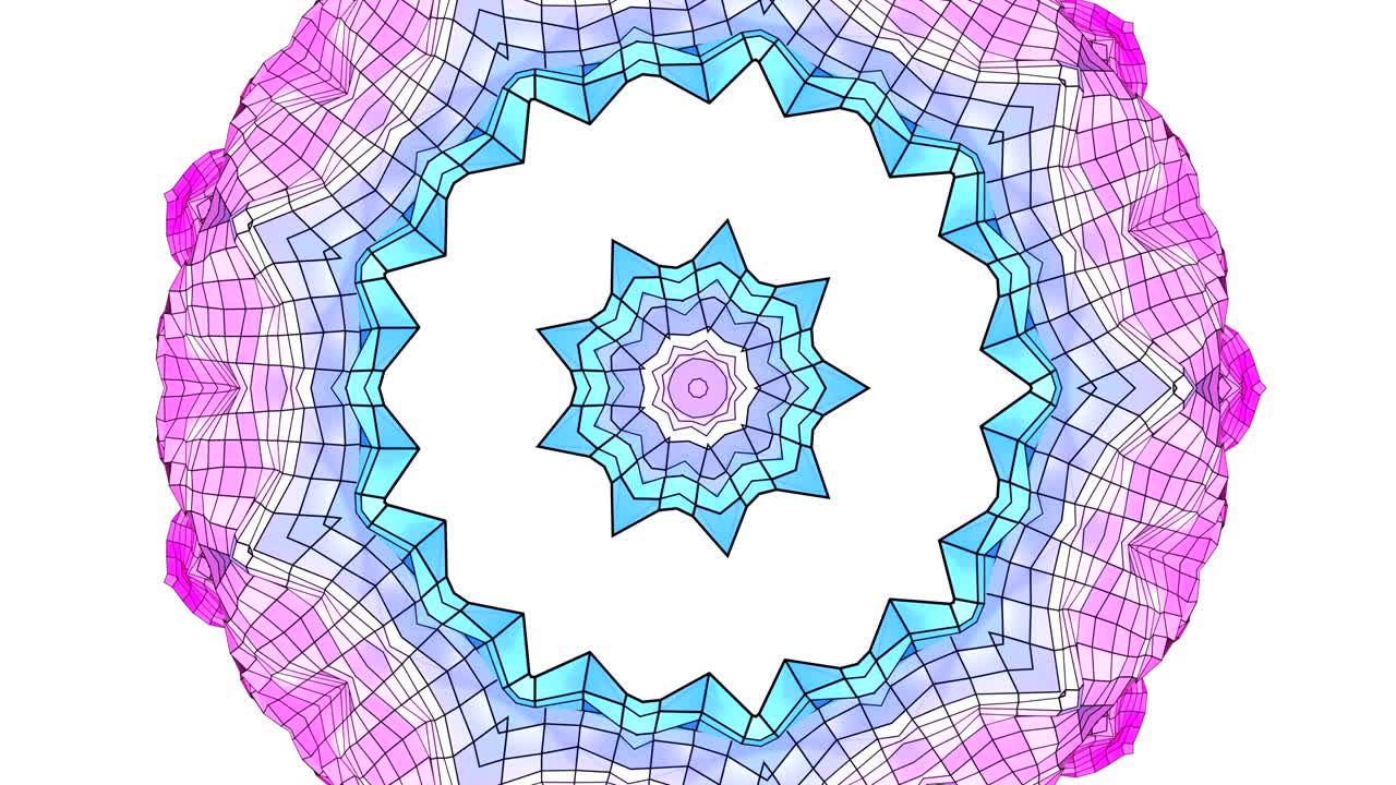 4k limpio geométrico caleidoscópico fondo animado en bucle, estilo low poly. animación 3d sin costuras con colores de gradiente modernos. fondo rojo azul simple creativo con estructura redonda. 3