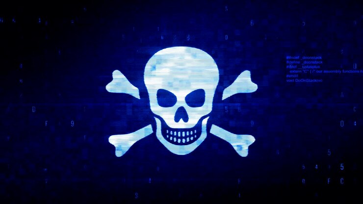 Skull And Crossbones Symbol Digital Pixel Noise Error Animation.