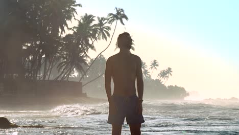 muscular athlete silhouette moves round head stretching neck