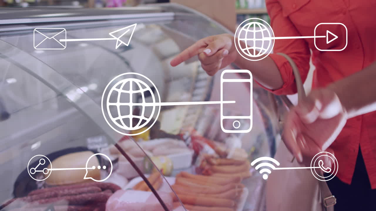 아이콘의 애니메이션과 데이터 처리를 통해 여성 쇼핑