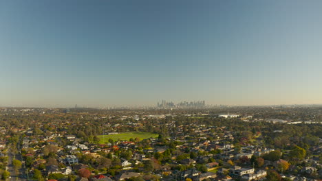 smooth establishing view of melbourne as seen from the northern suburbs during late afternoon