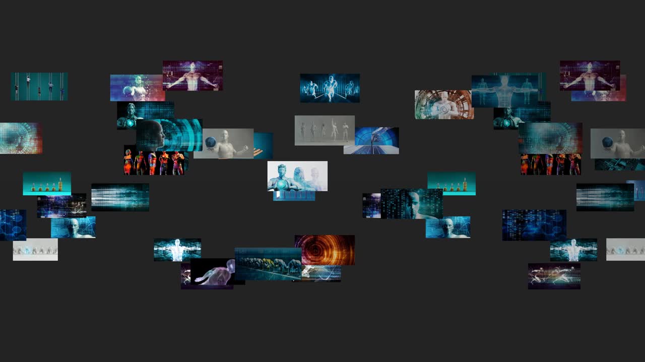 Video Marketing Concept with Flowing Screens Wall