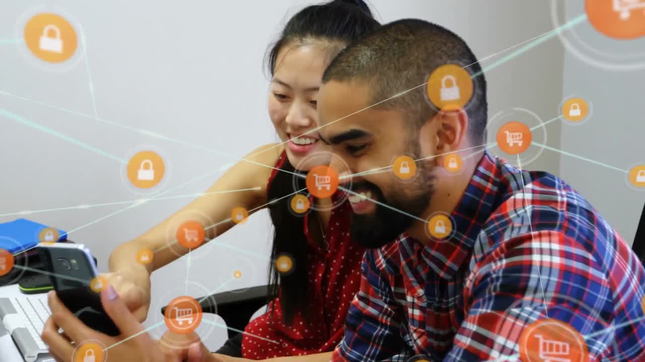 animación de la red de conexiones entre diversas personas de negocios en la oficina