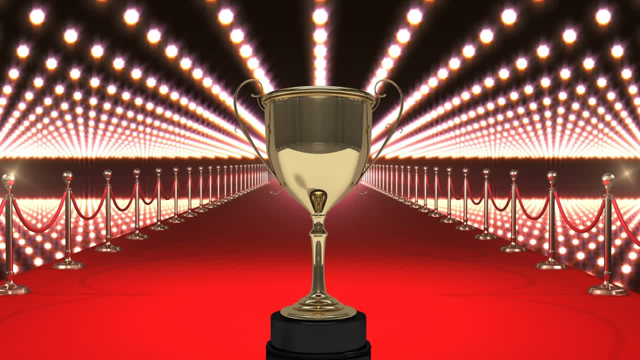 trofeo con luces intermitentes y alfombra roja