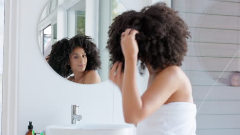Black-woman,-natural-hair-and-beauty-while-getting