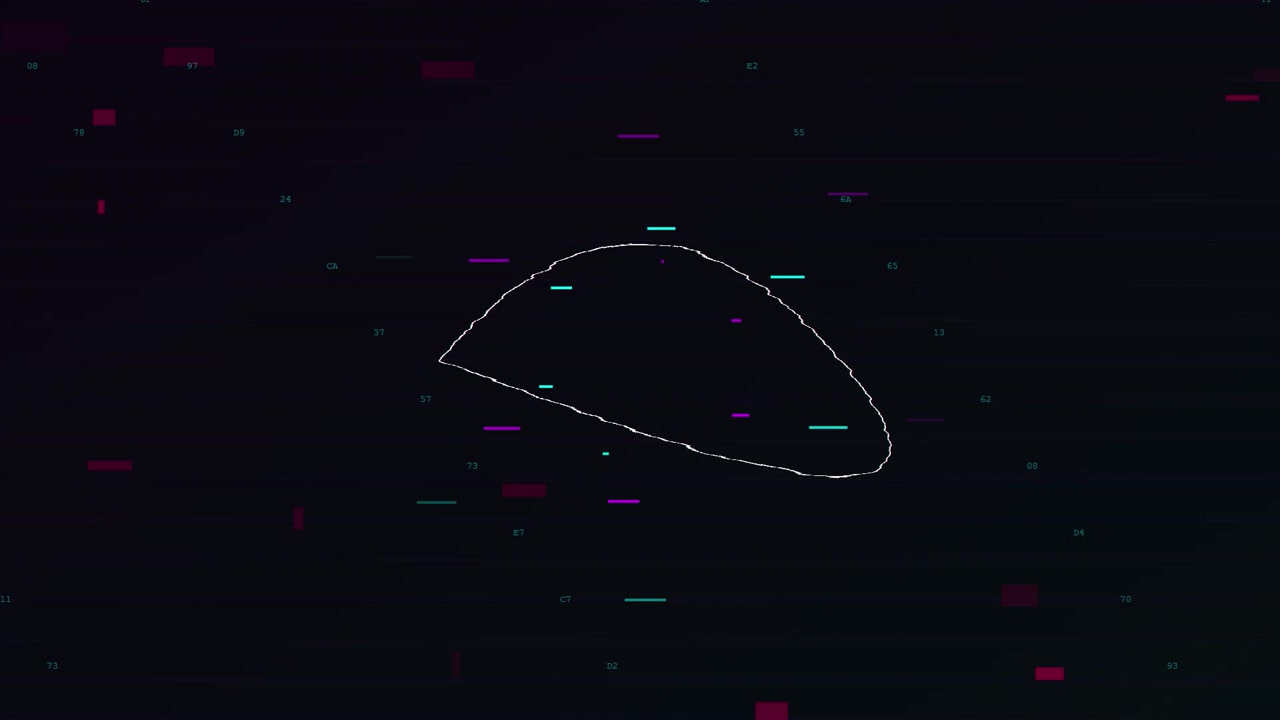 Abstract Digital Glitch Animation with Floating Data Elements