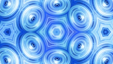fondo simétrico abstracto con simetría estelar. mandala con olas. fondo líquido azul abstracto en bucle con patrón brillante ondulado, superficie brillante y brillante. efecto caleidoscopio