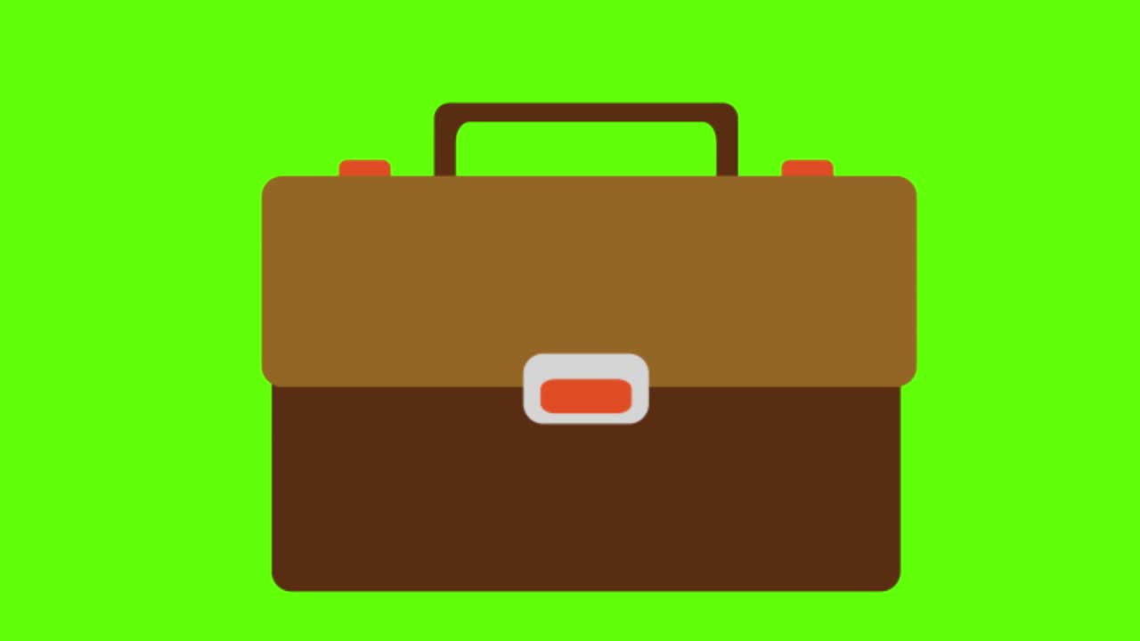 animación de una billetera en un fondo de pantalla verde