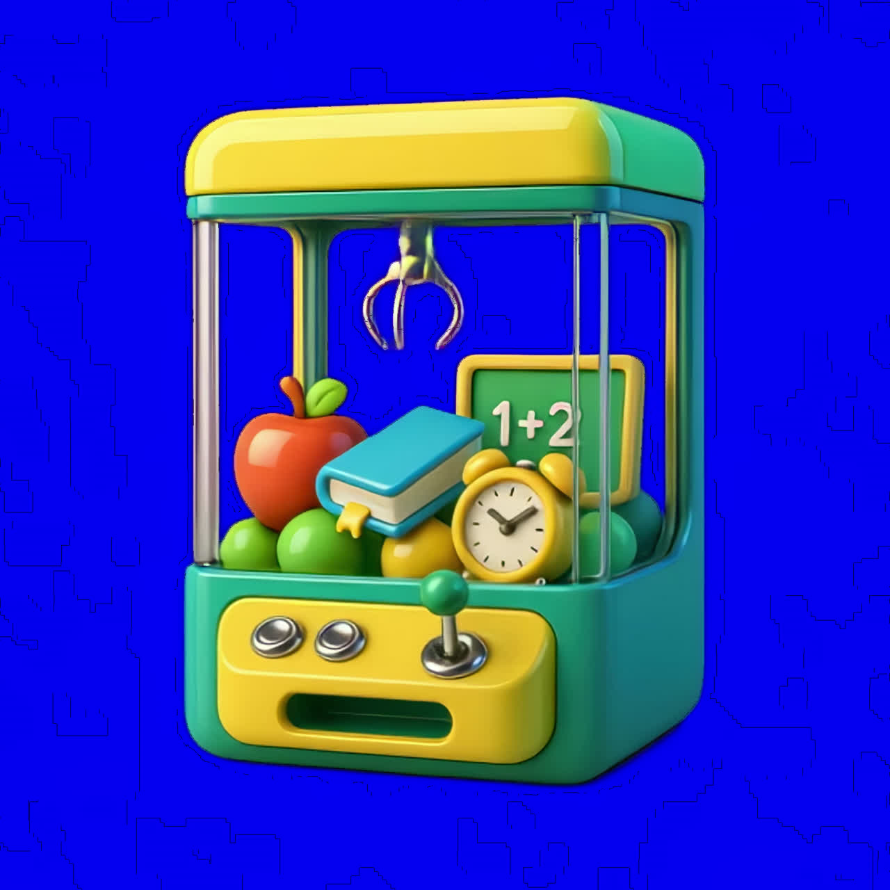 Colorful educational toy machine animation isolated asset, transparent 4K video, alpha channel