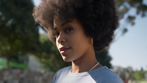 side view of mixed race woman in park