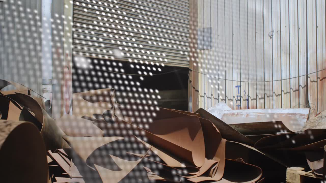 세계 지도의 애니메이션과 자동차 쓰레기장에서 데이터 처리가