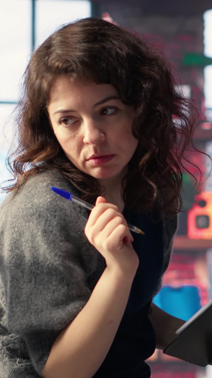 Vertical Video Team discusses content strategy and trends while reviewing footage on computers