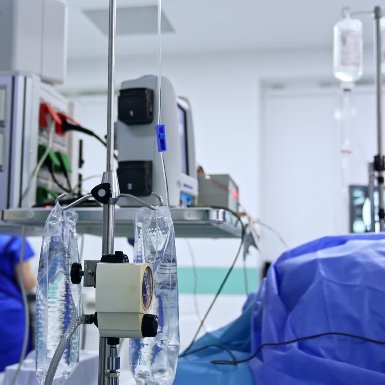 Diverse innovative medical equipment in the modern surgery room. Machines and devices used at operations