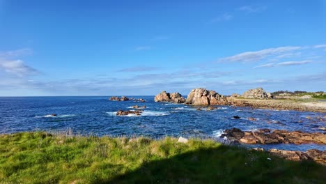 scenic view of le gouffre de plougrescant, brittany, france. sky for copy space