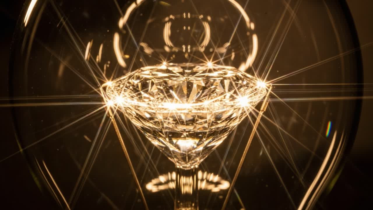 A Stunning Close-Up of a Brilliantly Cut Diamond Illuminated by Sparkling Light Reflection Creating a Captivating Visual Display of Radiance and Beauty