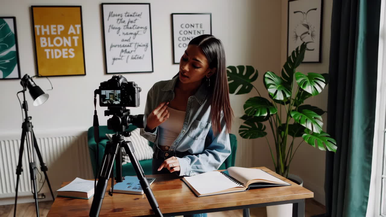 Woman Vlogging at Home