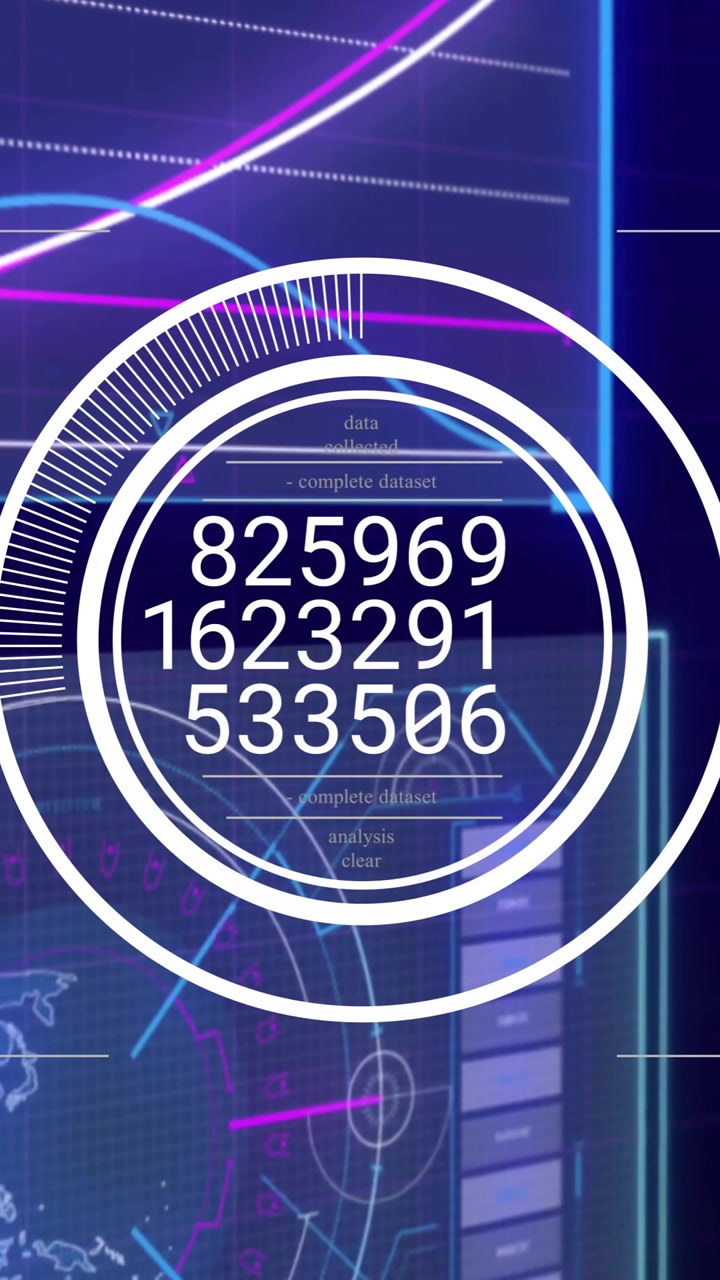 Graphs and numbers animating over futuristic digital data processing interface