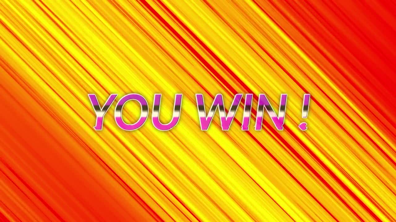 디지털 애니메이션에서 노란색과 오렌지색 줄무 바탕에 텍스트를 찍고, 스페이스를 복사합니다.