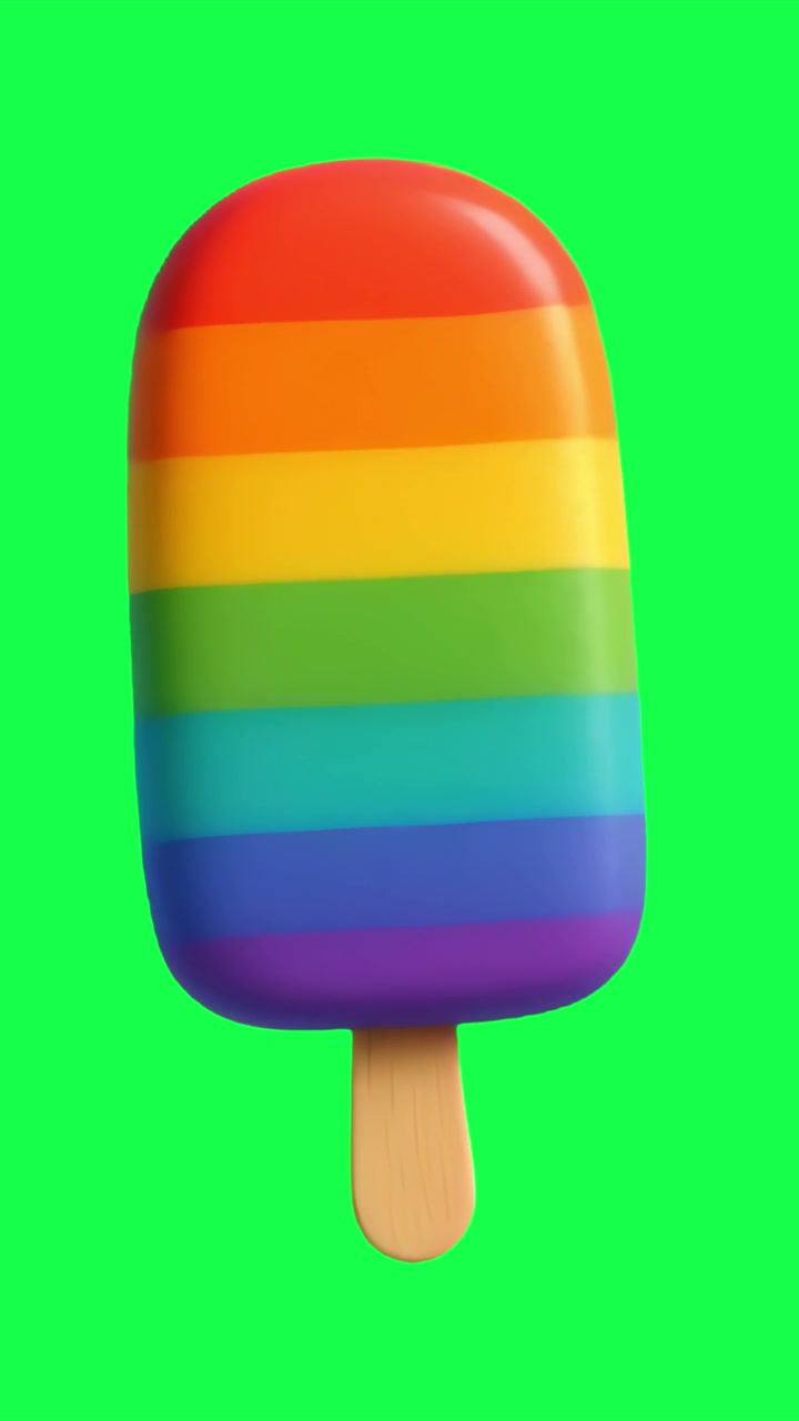 Ghiacciolo Arcobaleno Animato in 3D che Ruota su Schermo Verde