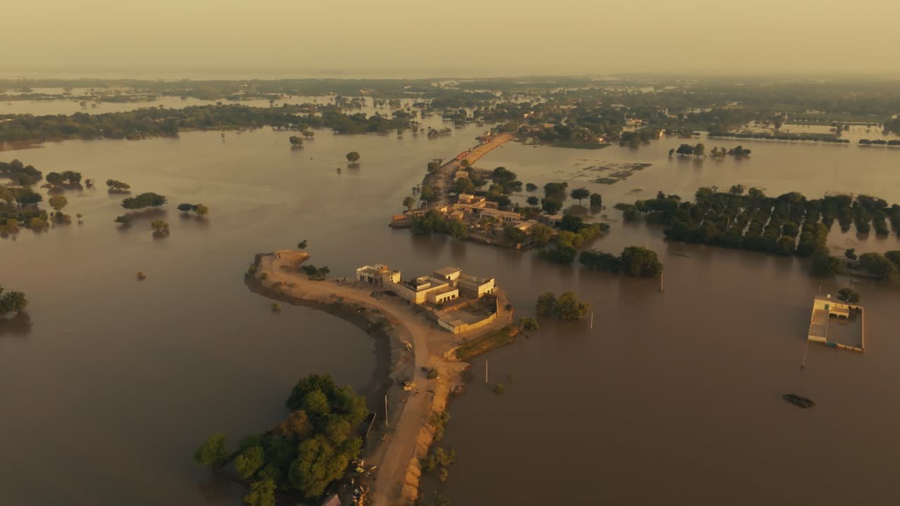 Widespread devastation from a major flood in Punjab, Pakistan, serial view