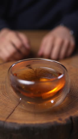 tea on a wooden stump