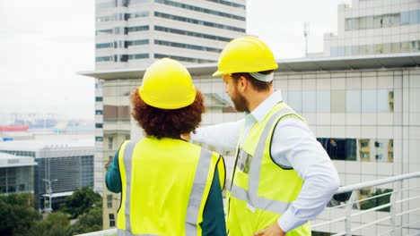 architects working at construction site 4k