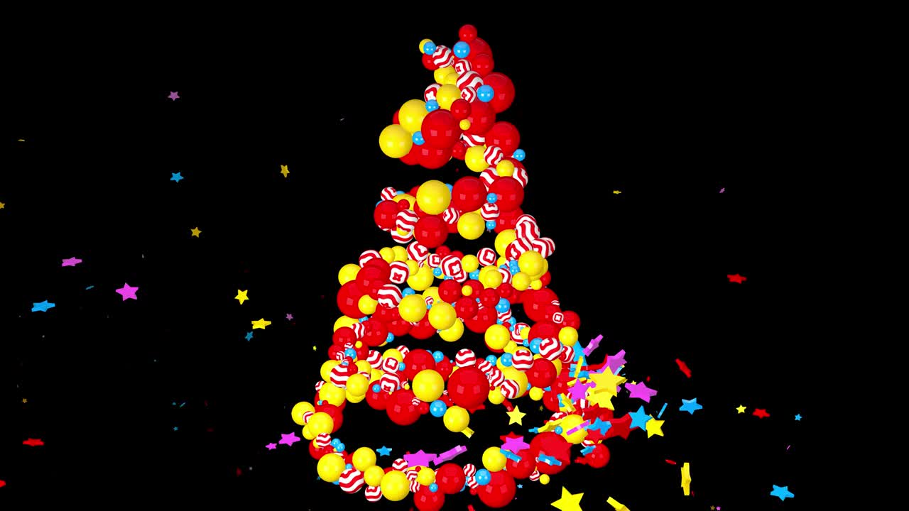 선물의 크리스마스 트리, 메리 크리스마스, 행복한 새해 2020 애니메이션