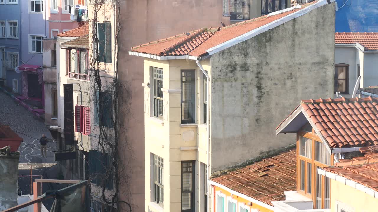 Urban cityscape with colorful buildings