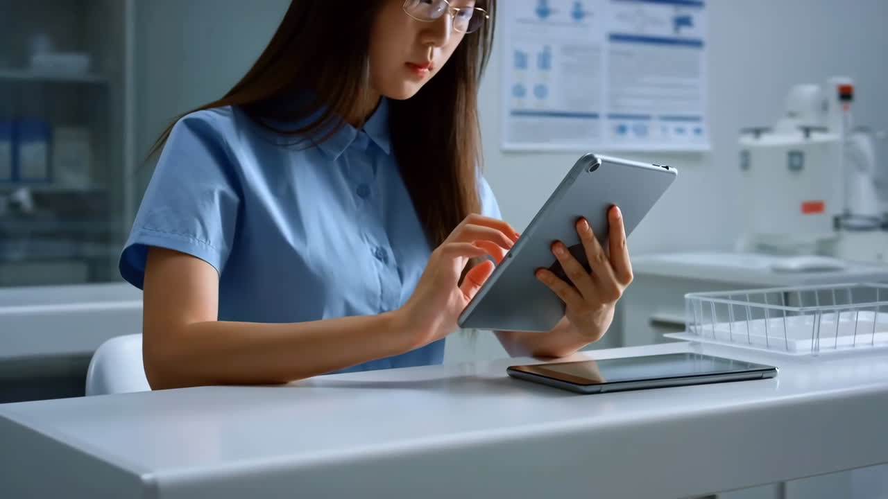 Scientist or Professional Using Tablet in a Lab/Office