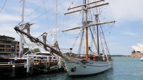 tall ship docked in sydney harbour, australia