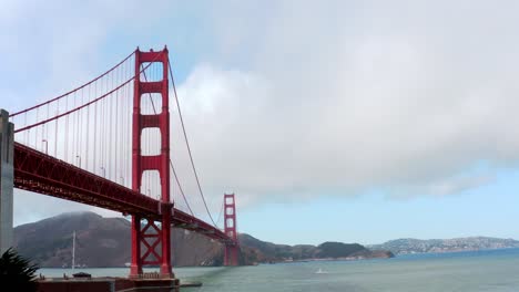 aerial: golden gate bridge in a cloudy day