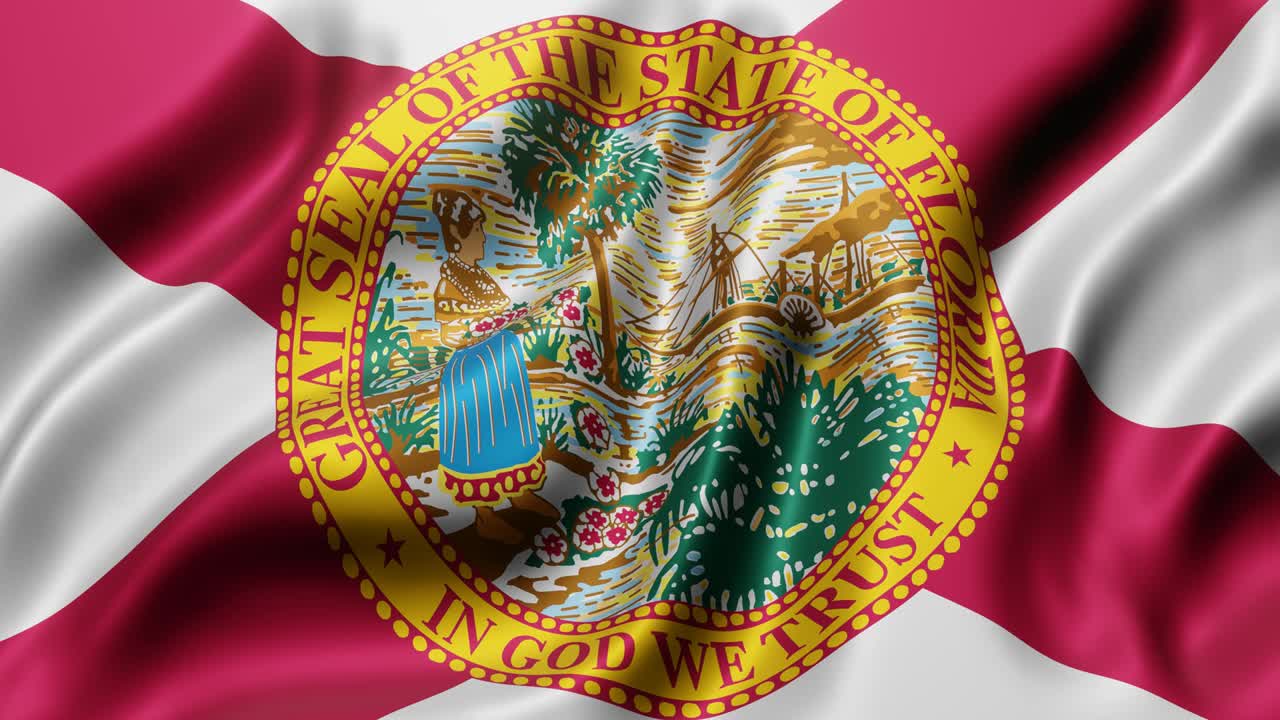 la bandera del estado de florida de los estados unidos ondeando