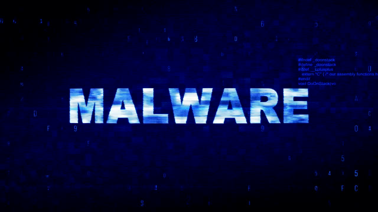 malware texto ruido digital sacudida fallo de distorsión efecto error animación.