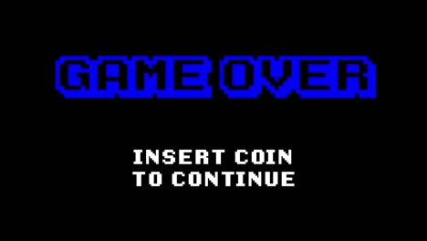 a retro vintage 8-bit game over screen , with blocky pixelated text