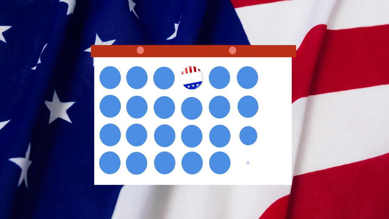 анимация карточки шаблона токена и значка, перемещающаяся над американским флагом