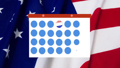 animation of token template card and icon moving over american flag