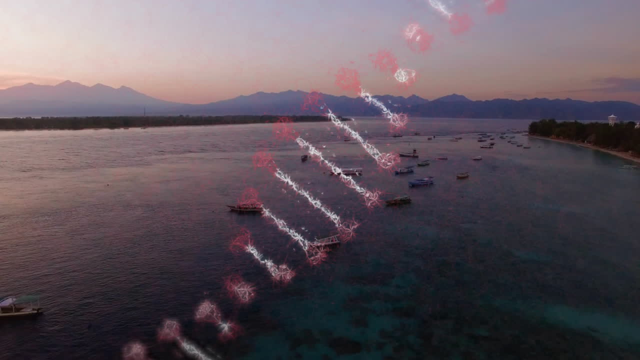 선박과 함께 평온한 바다 풍경에 대한 dna 스트랜드 애니메이션