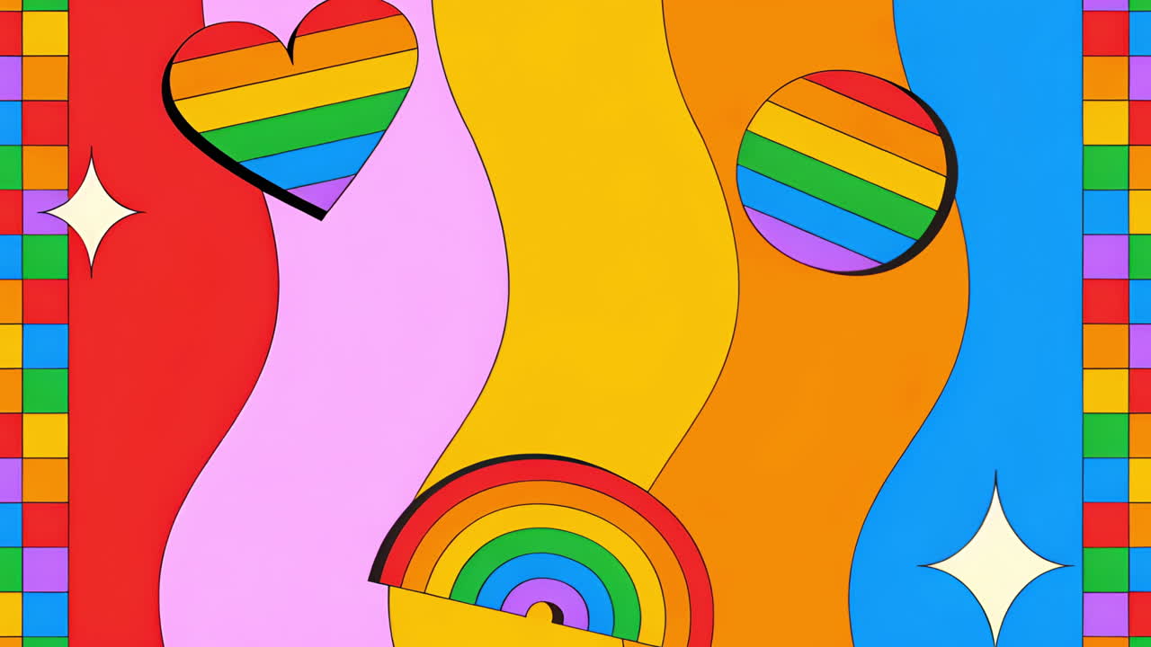 Vibrant Abstract Rainbow and Heart Pattern