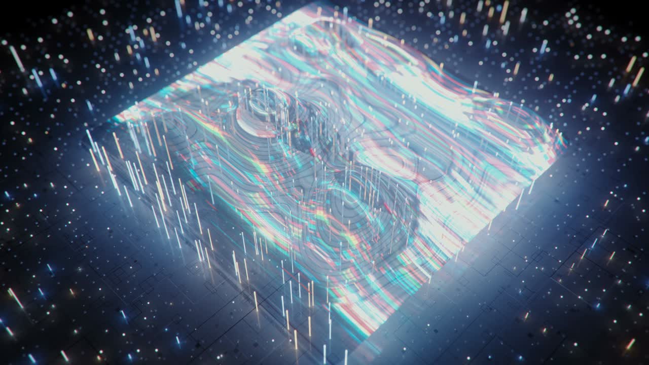 글리치 효과와 함께 파동 형태의 원활한 루프 3d 렌더링 애니메이션