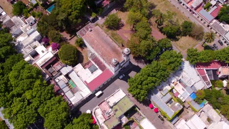 Topdown-view-of-Basilica-of-the-Holy-Sacrament-in-Colonia-del-Sacramento,-Uruguay