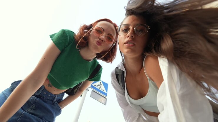 Two friends having fun outdoors